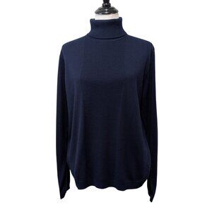 Vintage Pendleton Womens Sz LT Blue Merino Wool Turtleneck Pullover Sweater Flaw